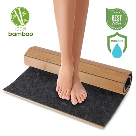 Serenelife Bamboo Floor Rug Bath Mat - Waterproof Bathroom Shower Mat Carpet SLFBMT20
